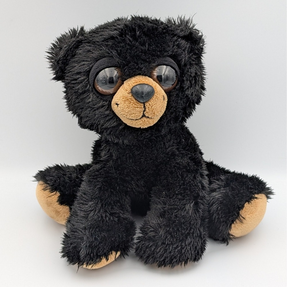 Aurora World Barnam Black Bear Plush Dreamy Eyes 10 Inch Beanie Black Tan 2016